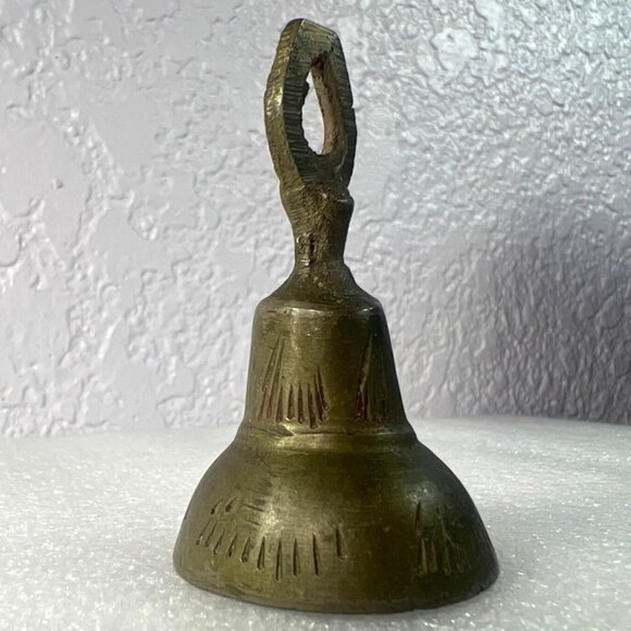 Small Brass Bells Set Of Three in typical India motifs Two with beautiful sounds - Picture 8 of 10